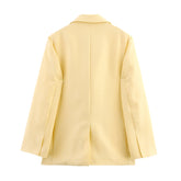 Spring And Autumn Linen Blended Minimalist Blazer - kinko